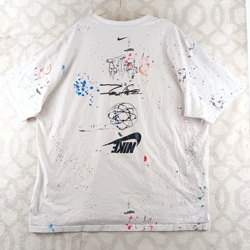 Nike x Futura Breaking Paint Splatter T Shirt Men's XL‎ White Graphic Tee